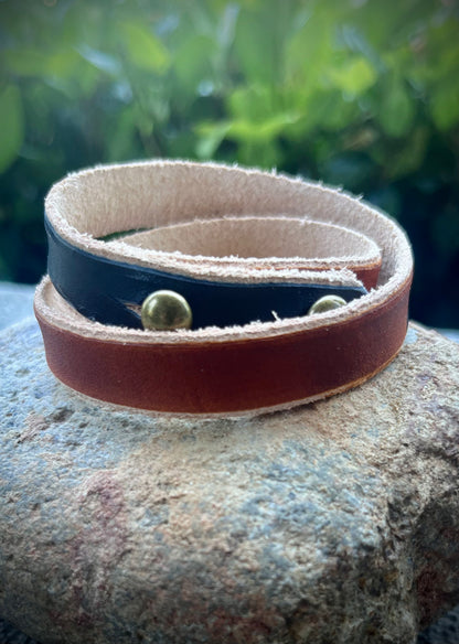 The Daily Loop (Double Wrap, English Bridle/Navy Blue)