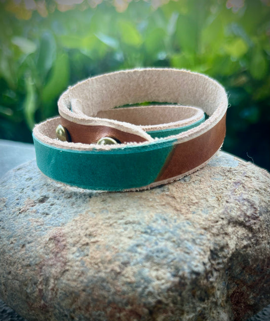 The Daily Loop (Double Wrap/Turquoise and English Bridle)