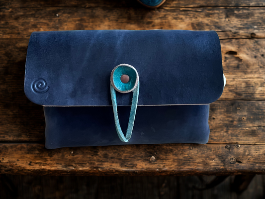 The Bad Betty "Cross" Body Bag/Wristlet Blackish Blue
